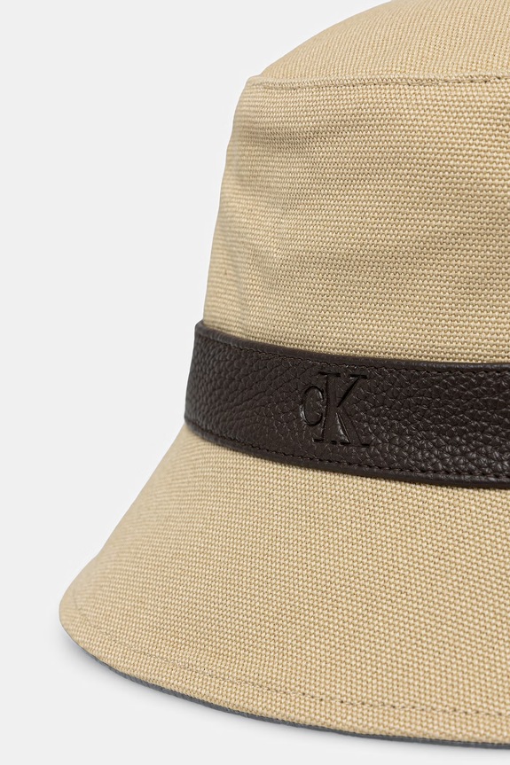 Calvin Klein bucket hat damskie bawełniane LV04F5070G beżowy SS26