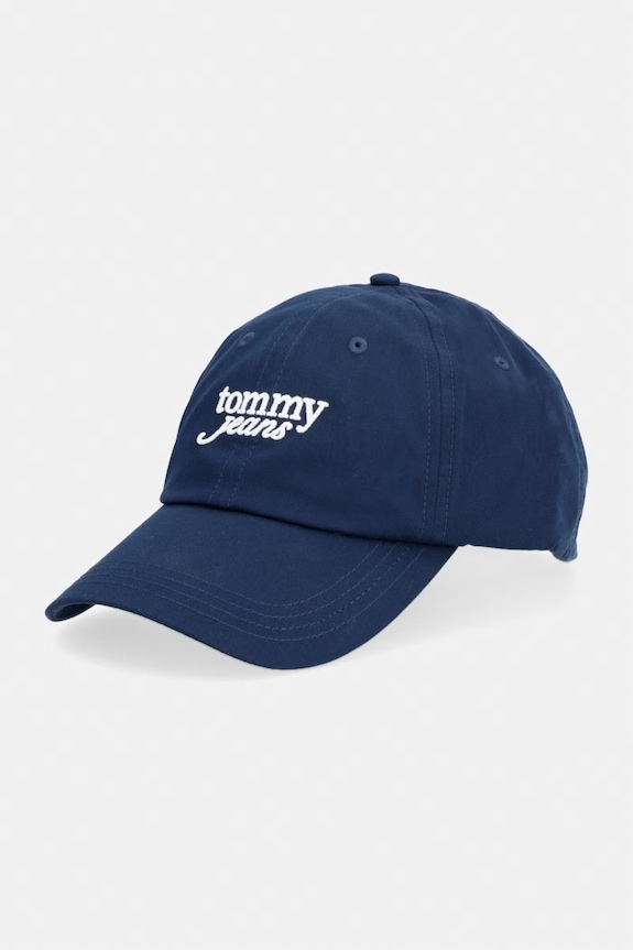 Tommy Jeans kapa sa šiltom za žene pamučna mornarsko plava AW0AW18358