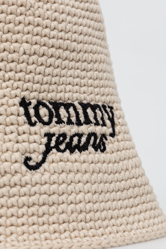 Αξεσουάρ Tommy Jeans Καπέλο bucket γυναικείο πλεγμένο AW0AW18359 μπεζ
