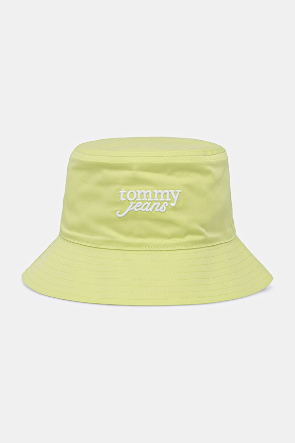 Tommy Jeans καπέλο bucket γυναικείο βαμβακερό πράσινο AW0AW18650
