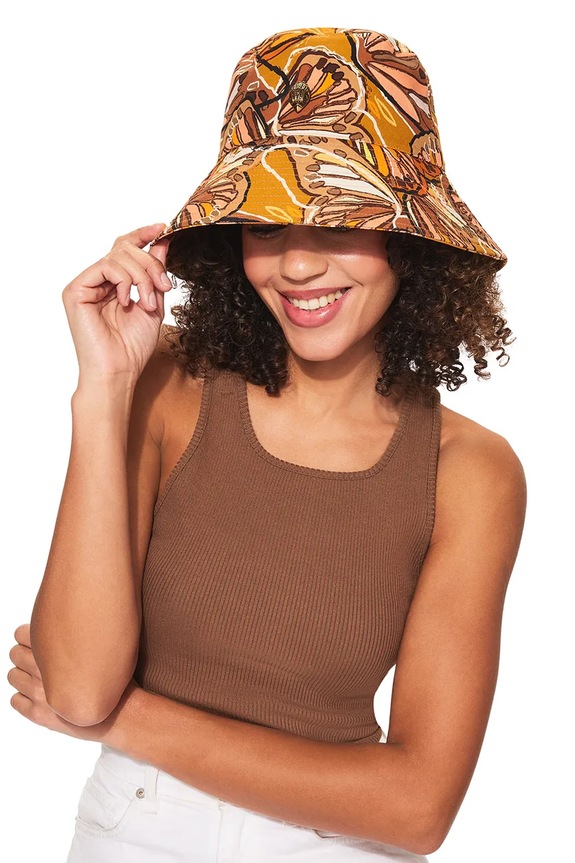 Kurt Geiger London bucket hat pentru femei, din bumbac Kensington maro 5630730609