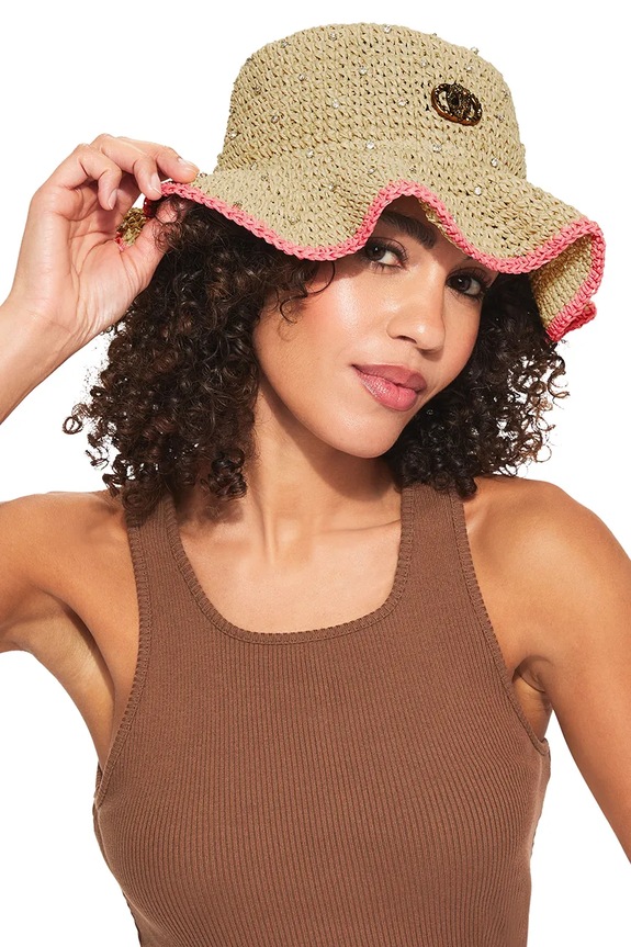 Kurt Geiger London ženski klobuk Chelsea Raffia Bucket Hat 5631440449 bež