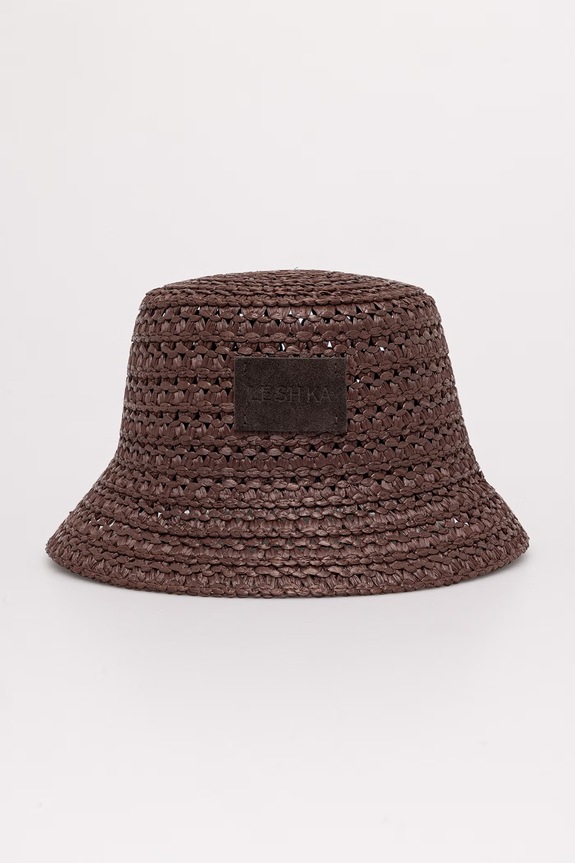 LE SH KA ψάθινο καπέλο Γυναικείο με βισκόζη Brown Bucket Hat καφέ BrownBucketHat