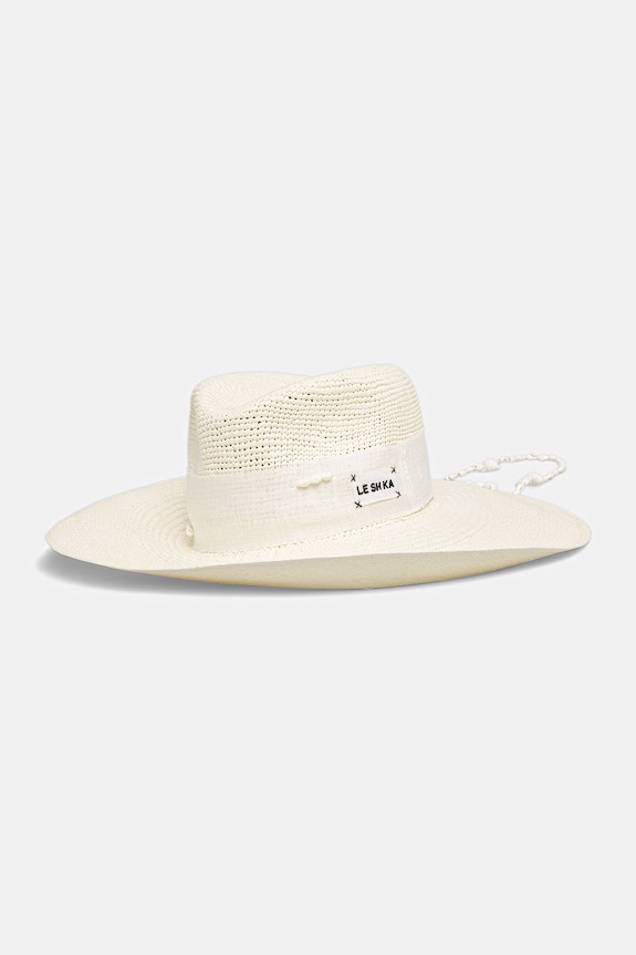 LE SH KA headwear pălărie împletită cu boruri largi, pentru femei SEASHEEL LONDON SEASHEELLONDON bej SS26