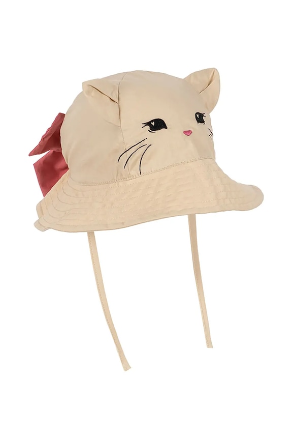 Dětský bavlněný klobouk Konges Sløjd VERBENA BOW KITTY SUN HAT bavlna béžová KS105117.PPY2