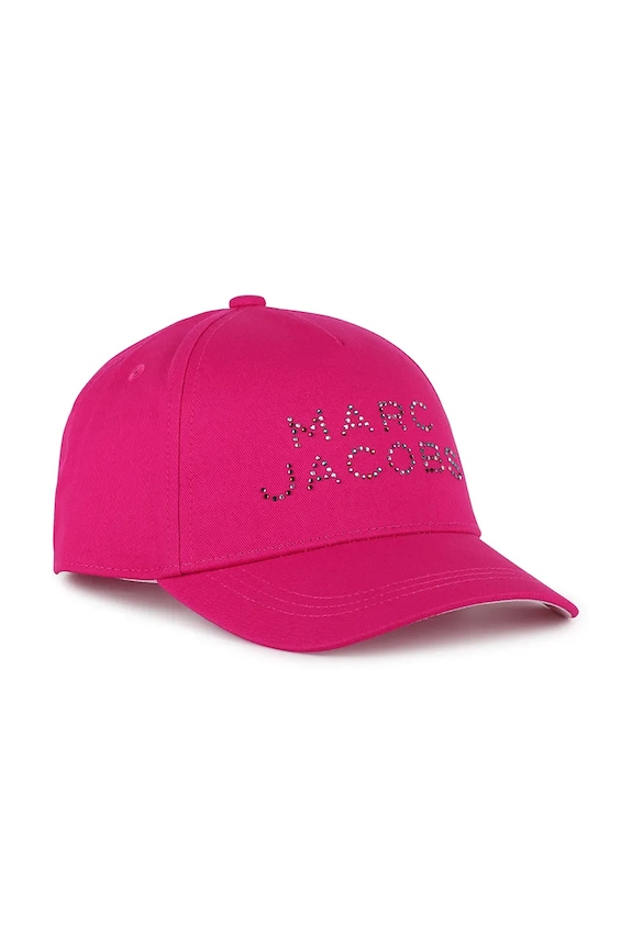 Pamučna kapa sa šiltom za bebe Marc Jacobs natpis roza W60838