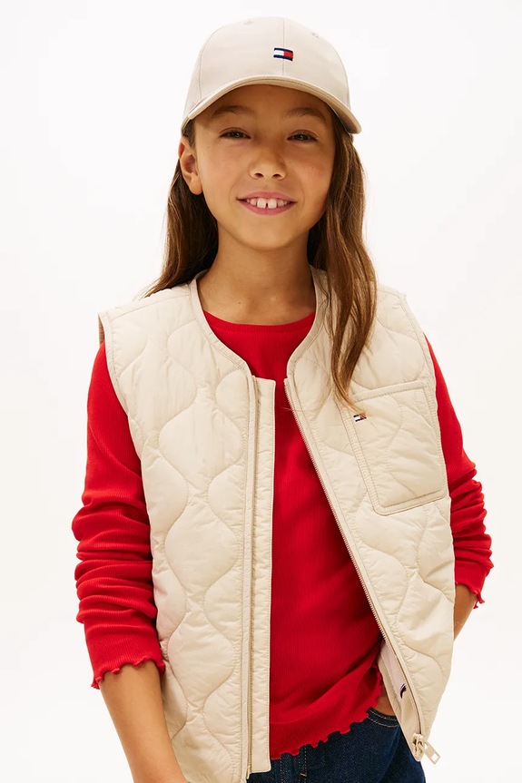 Tommy Hilfiger czapka z daszkiem dziecięca bawełniana bawełna beżowy KA0KA00025.PPY2