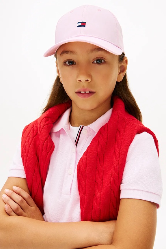 Tommy Hilfiger czapka z daszkiem dziecięca bawełniana różowy KA0KA00025.PPY2