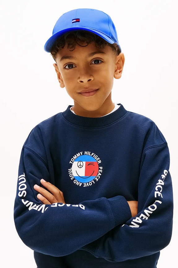 Tommy Hilfiger czapka z daszkiem dziecięca bawełniana niebieski KA0KA00025.PPY2