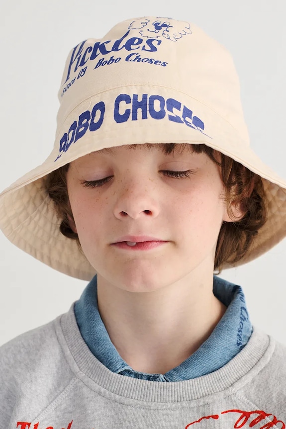 Bobo Choses kapelusz bawełniany dziecięcy Pickles nadruk beżowy 126AI019