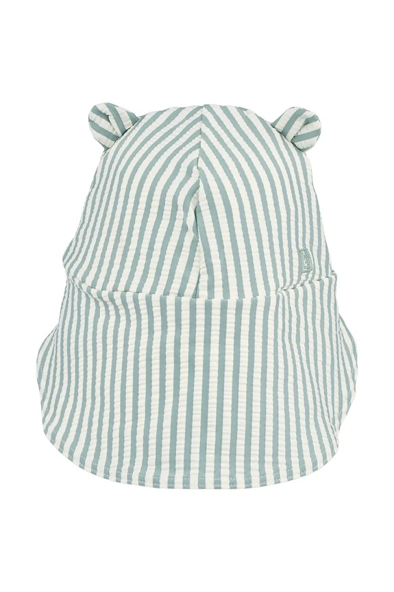 Liewood detská čiapka so šiltom Senia Seersucker Sun Hat With Ears LW17681.PPY2 zelená SS26