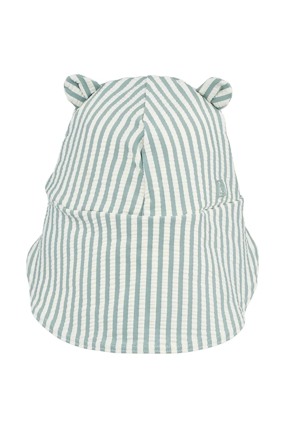 Liewood detská čiapka so šiltom Senia Seersucker Sun Hat With Ears LW17681.PPY2 zelená SS26