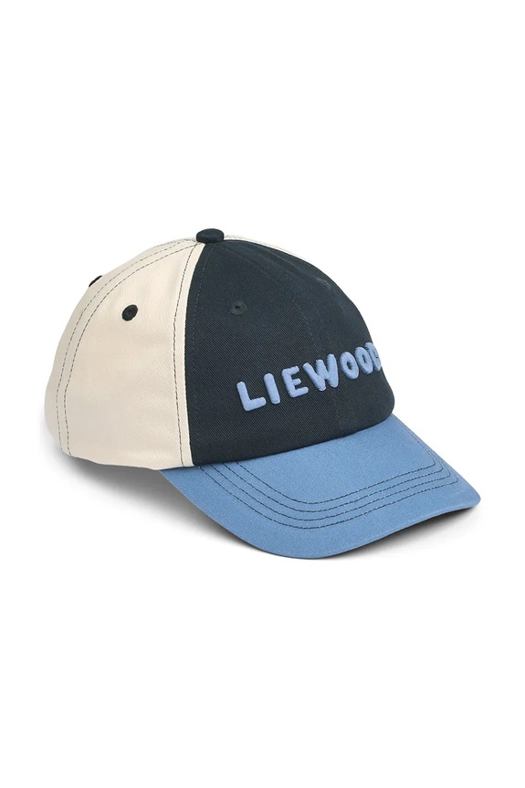 Pamučna kapa sa šiltom za bebe Liewood Danny Cap natpis plava LW17683.PPY2