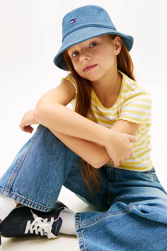 Tommy Hilfiger kapelusz dziecięcy jeansowy niebieski KA0KA00044.PPY2