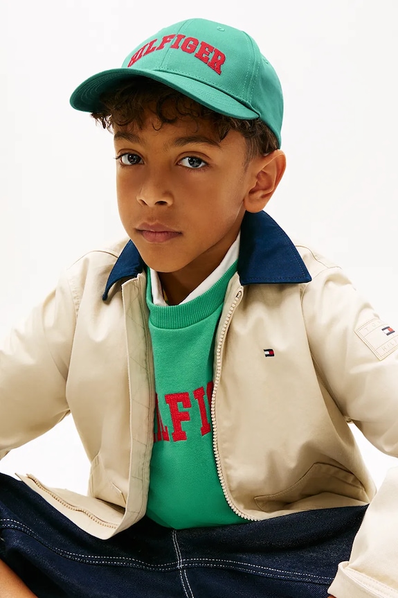 Tommy Hilfiger czapka z daszkiem dziecięca bawełniana KA0KA00050.PPY2 zielony