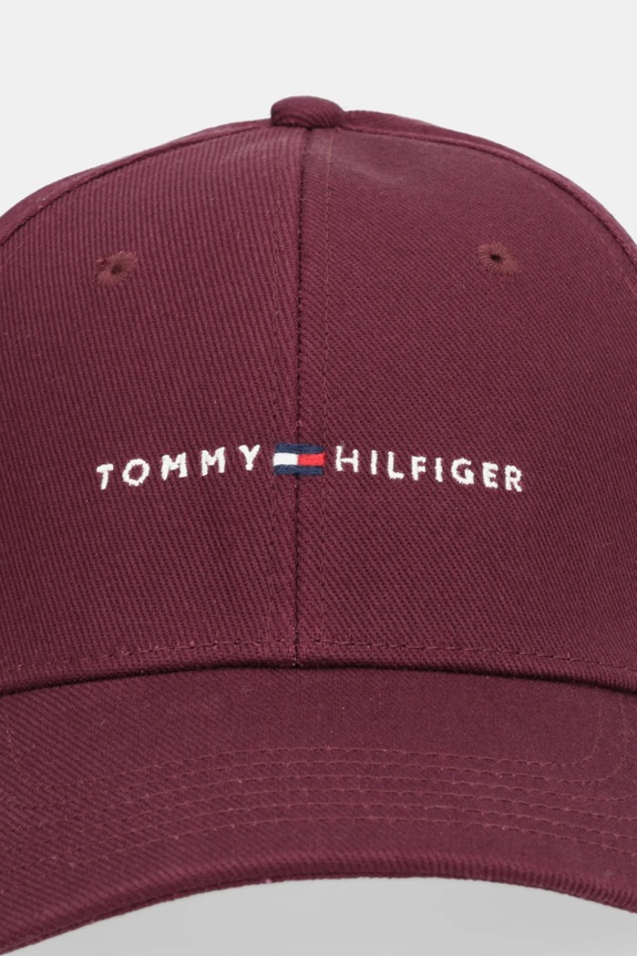 Bavlnená šiltovka Tommy Hilfiger AM0AM14045 burgundské SS26
