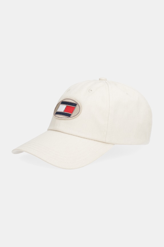 Βαμβακερό καπέλο του μπέιζμπολ Tommy Hilfiger απλικέ μπεζ AM0AM14071