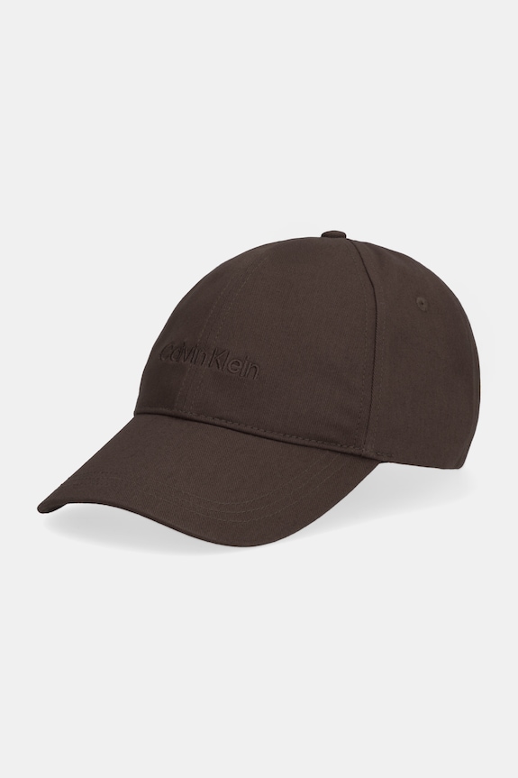 Calvin Klein czapka z daszkiem bawełniana aplikacja brązowy LV04D5013G