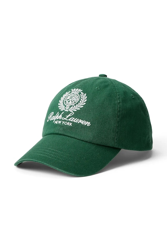 Βαμβακερό καπέλο του μπέιζμπολ Polo Ralph Lauren απλικέ πράσινο 710A13274