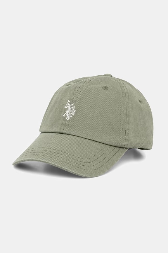 U.S. Polo Assn. Șapcă pentru bărbați din bumbac OUTLINE DHM WASHED CASUAL bumbac verde MUP3426