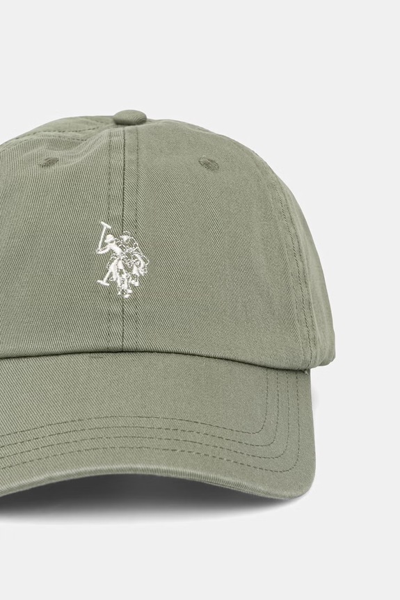U.S. Polo Assn. Șapcă pentru bărbați din bumbac OUTLINE DHM WASHED CASUAL MUP3426 verde SS26