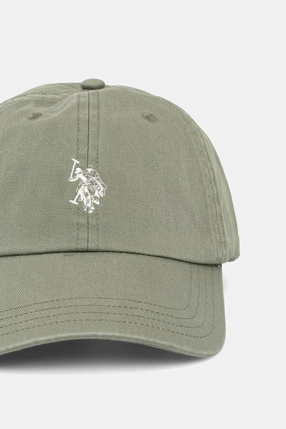 U.S. Polo Assn. Șapcă pentru bărbați din bumbac OUTLINE DHM WASHED CASUAL MUP3426 verde SS26