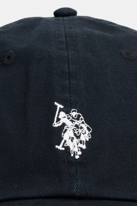 U.S. Polo Assn. șapcă pentru bărbați din bumbac OUTLINE DHM WASHED CASUAL MUP3426 negru SS26