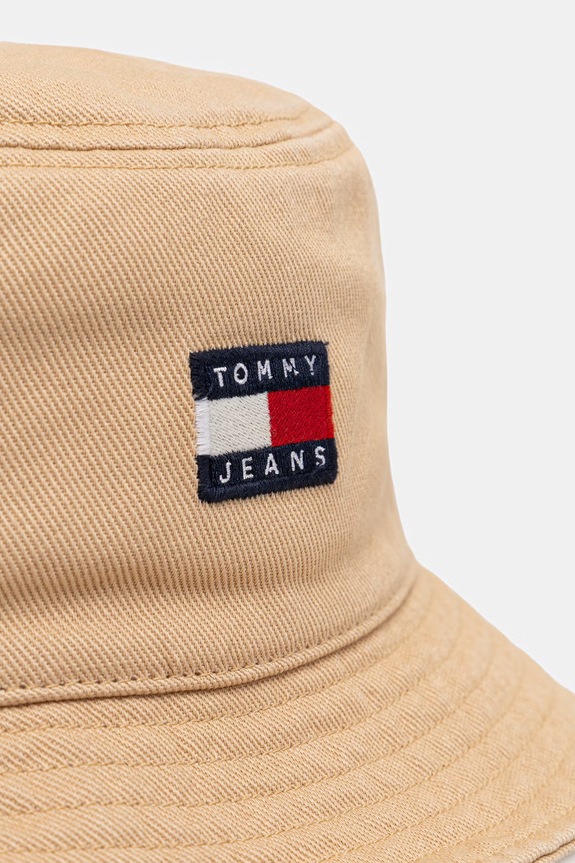 Tommy Jeans bucket hat męski bawełniany AM0AM14267 beżowy SS26