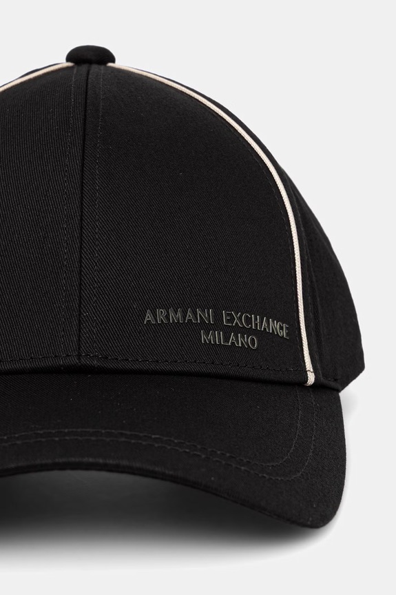 Armani Exchange șapcă de baseball pentru bărbați, din bumbac XM002551.AF15502 negru SS26
