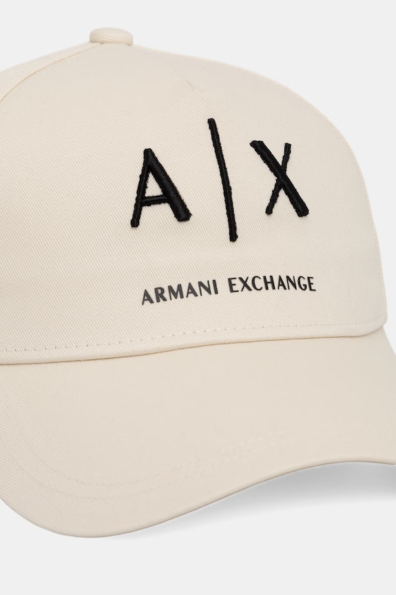 Armani Exchange czapka z daszkiem męska bawełniana XM002696.AF15502 beżowy SS26