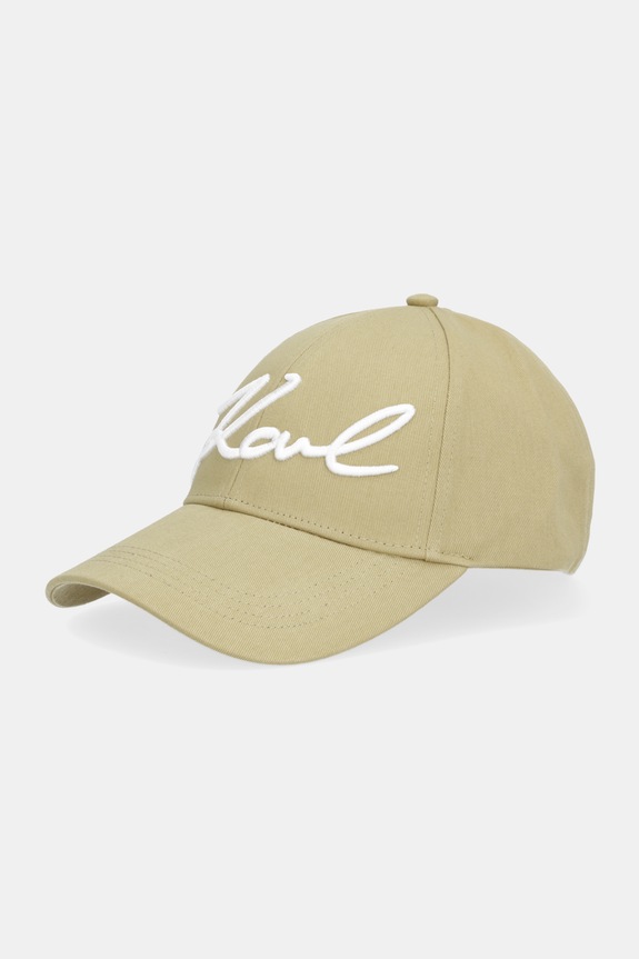 Βαμβακερό καπέλο του μπέιζμπολ Karl Lagerfeld K/SIGNATURE απλικέ πράσινο B1W33009