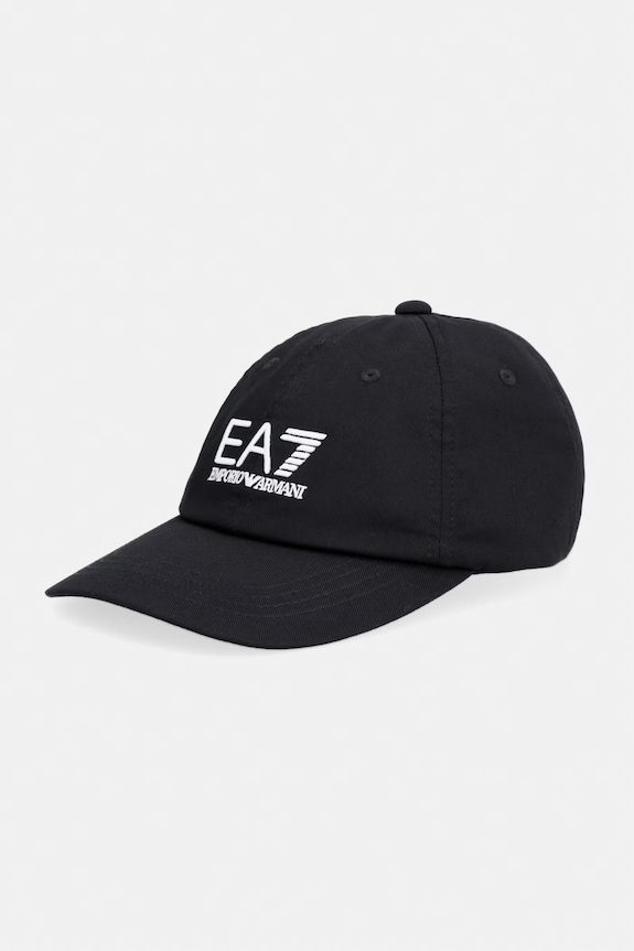 Памучна шапка с козирка EA7 Emporio Armani памук черен AF15502.7X000592