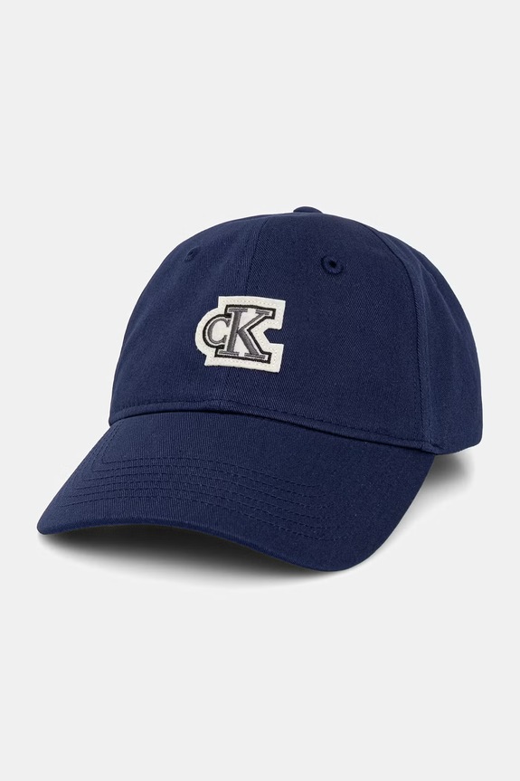 Calvin Klein čiapka so šiltom bavlnená tmavomodrá LV04D5083G