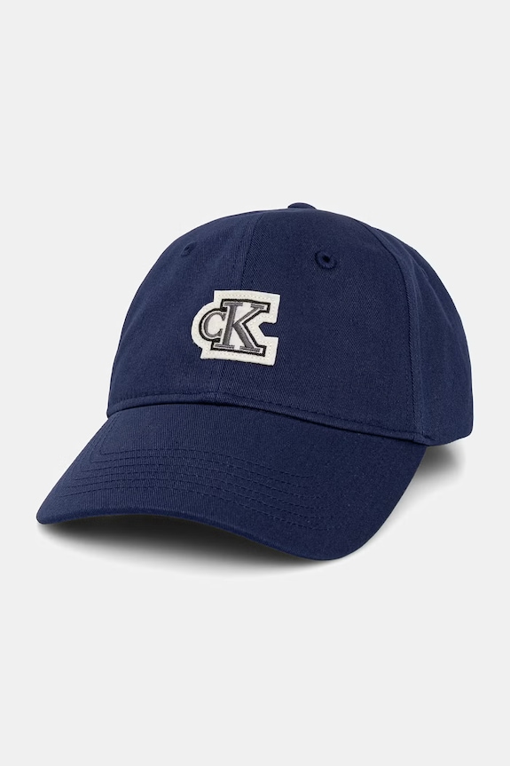 Calvin Klein čiapka so šiltom bavlnená tmavomodrá LV04D5083G