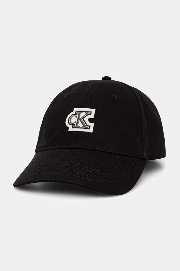 Calvin Klein čiapka so šiltom bavlnená čierna LV04D5083G