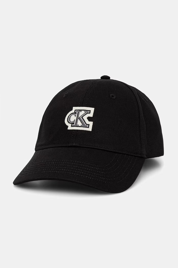 Calvin Klein čiapka so šiltom bavlnená čierna LV04D5083G