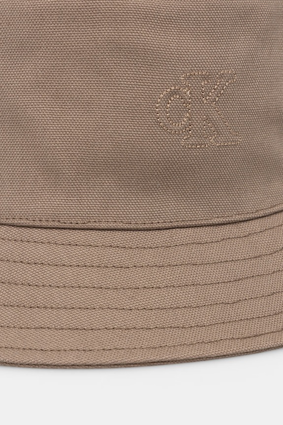 Calvin Klein bucket hat bawełniany LV04F5062G brązowy SS26