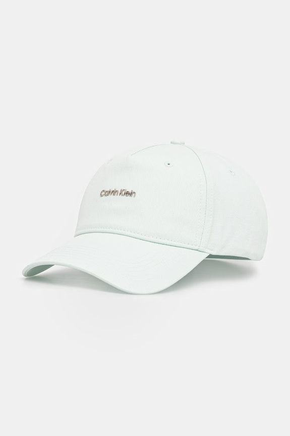 Calvin Klein czapka z daszkiem bawełniana turkusowy LV04F5072G