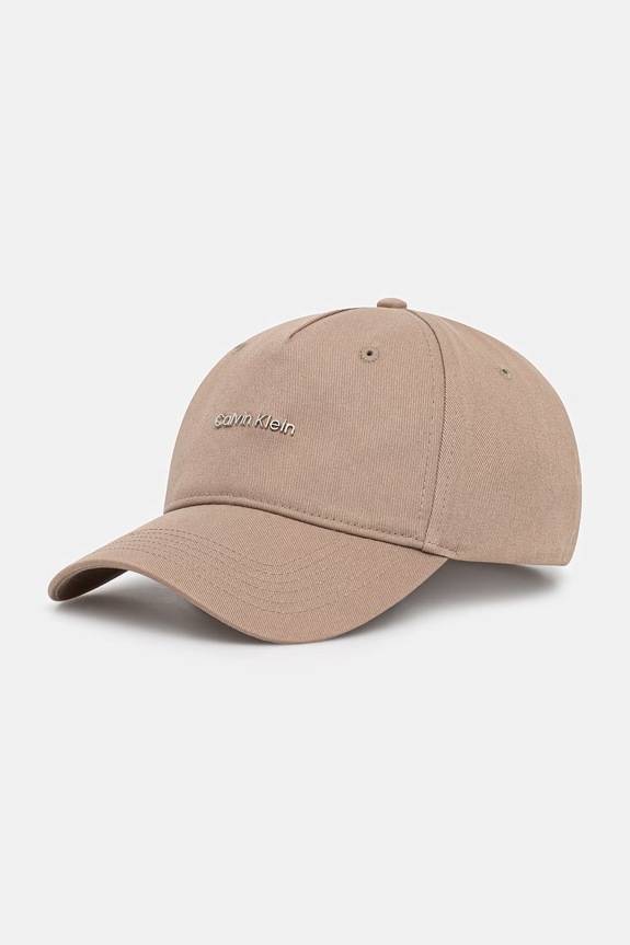 Calvin Klein czapka z daszkiem bawełniana beżowy LV04F5072G