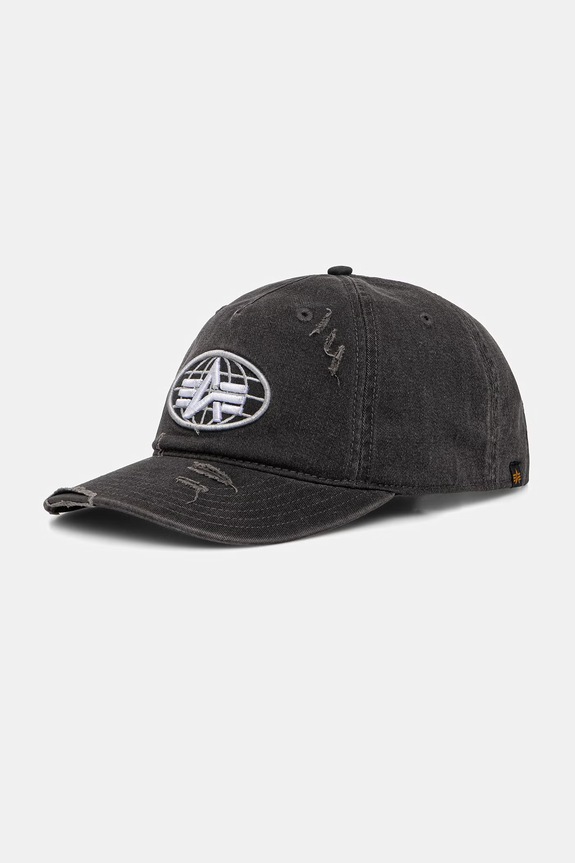 Pamučna kapa sa šiltom Alpha Industries World Acid Cap natpis siva 266904
