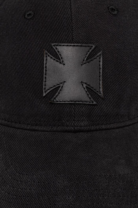 Traper kapa sa šiltom VETEMENTS Leather Biker Cross UE76CA329B crna SS26