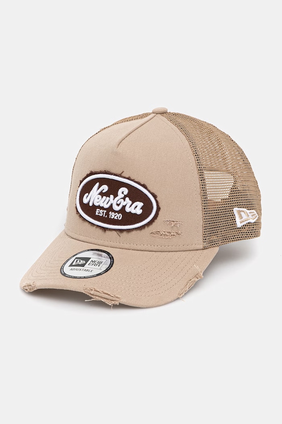 New Era berretto da baseball OVAL CANVAS DISTRESS TRUCKER altro beige 60771805