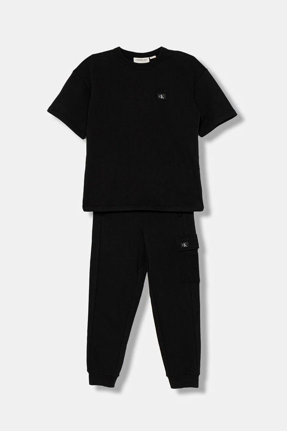 Dětská bavlněná souprava Calvin Klein Jeans pletenina černá IB0IB02636.128.176.PPY2