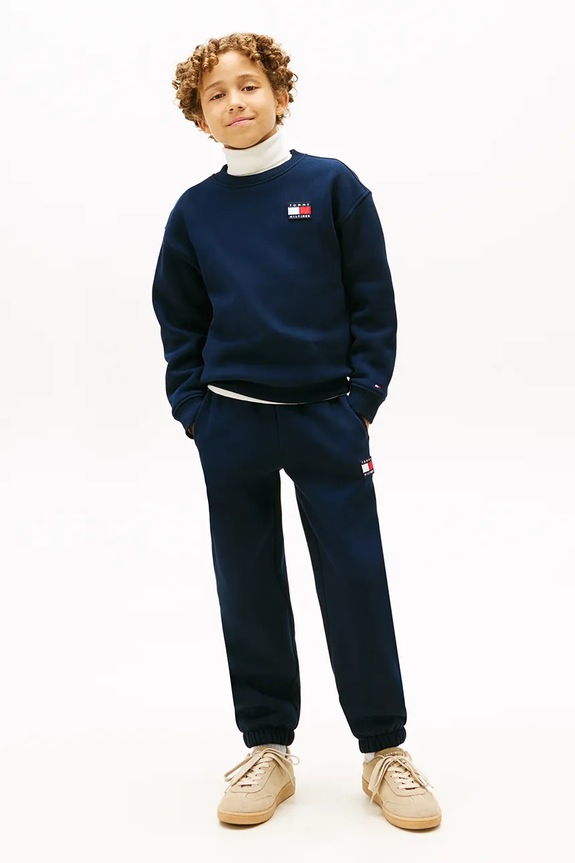 Dječja trenirka Tommy Hilfiger bez uzorka mornarsko plava KS0KS00708.128.176.PPY2