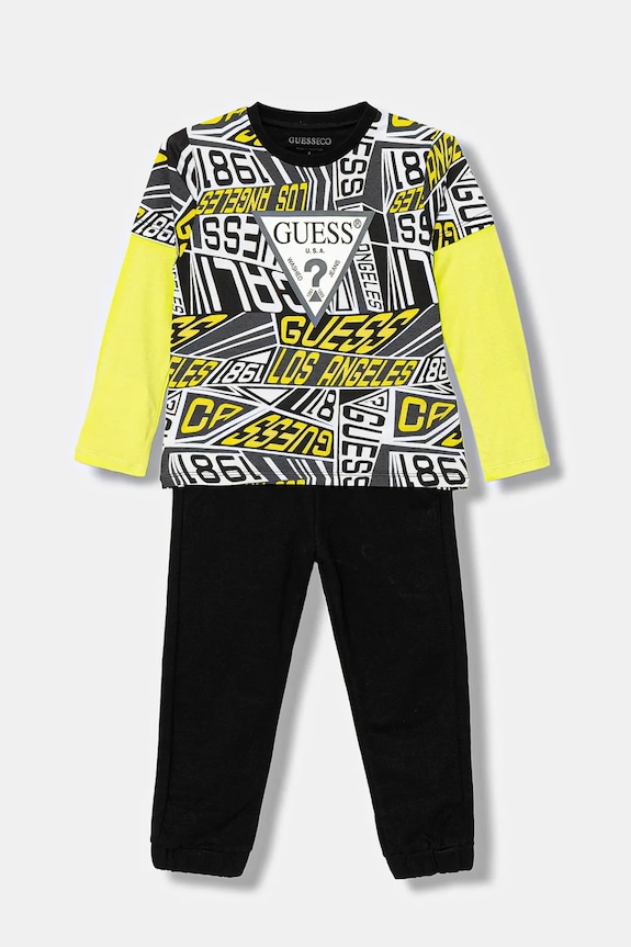 Guess set de bumbac pentru copii cu modele negru N6RG00.K8HM4.PPY2