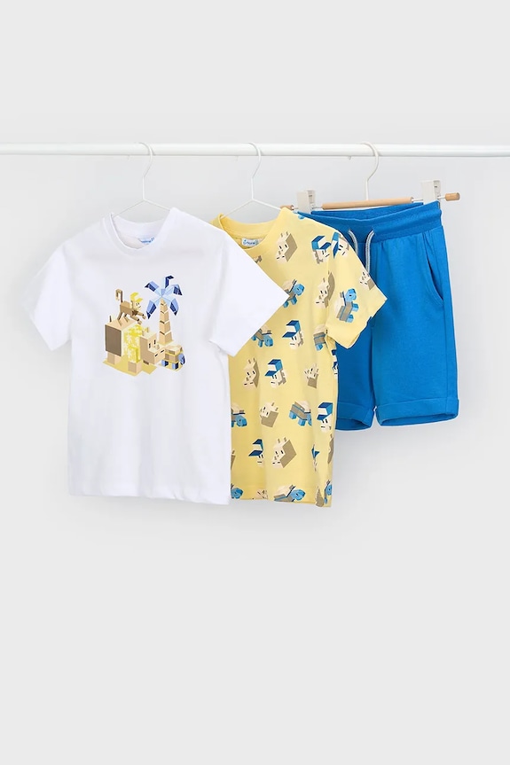 Mayoral set de bumbac pentru copii cu modele albastru 3609.5H.Mini.PPY2