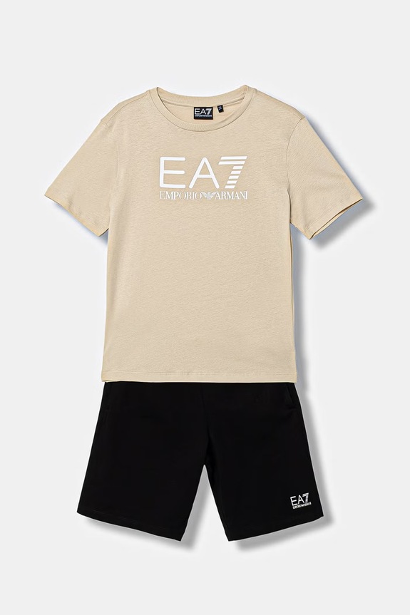 Detská bavlnená súprava EA7 Emporio Armani bavlna béžová 7B000302.AF10375