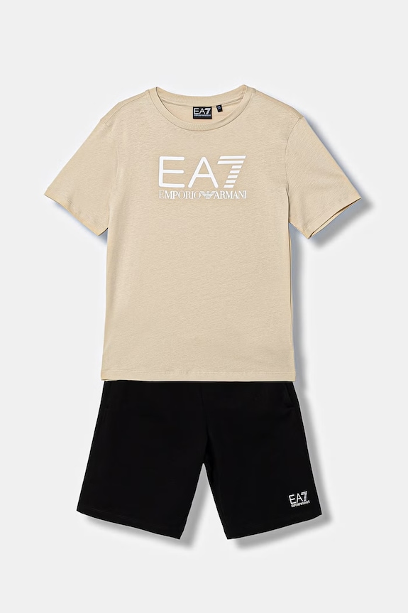 Detská bavlnená súprava EA7 Emporio Armani bavlna béžová 7B000302.AF10375
