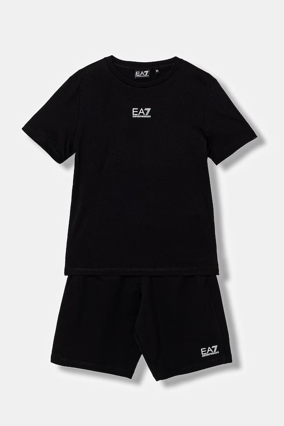 EA7 Emporio Armani gyerek pamut melegítő szett dzsörzé fekete 7B000294.AF10378