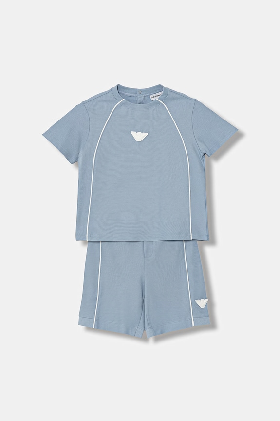 Dětská bavlněná souprava Emporio Armani pletenina modrá EB001332.AF10497